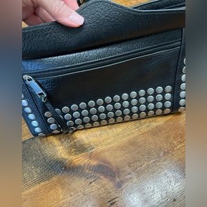 Black Leather Studded Rebecca Minkoff Cross Body Bag.